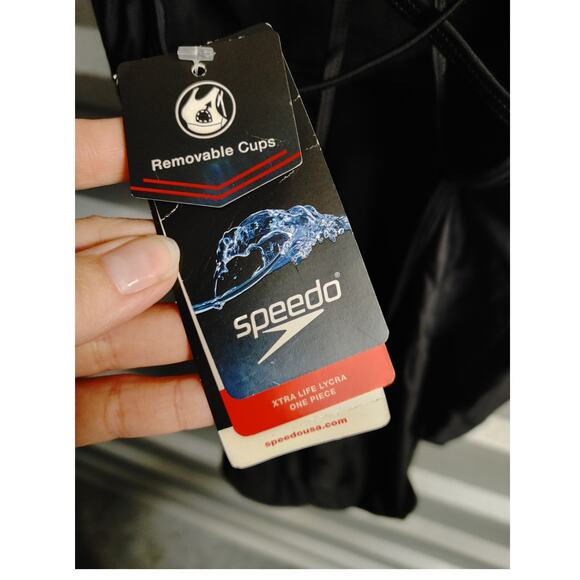 Speedo Womens Swimsuit One Piece Crossback Large Black NWT - Picture 3 of 5